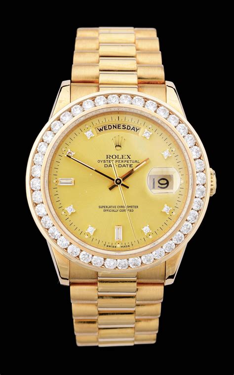 rolex day date gold diamond bezel|18k presidential rolex diamond bezel.